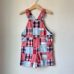 Hartstrings Boys Patchwork Plaid Shortalls Size 4T
